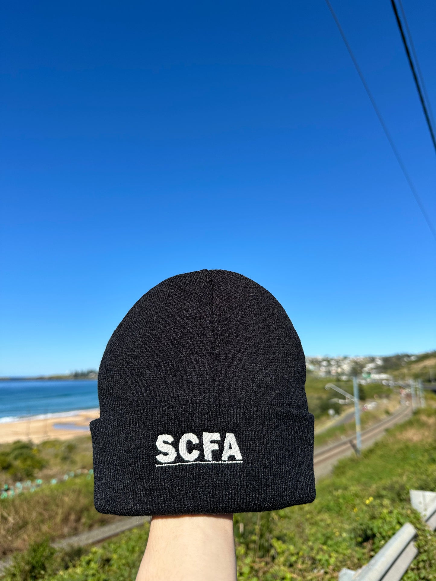 SCFA Beanie Black With White Font